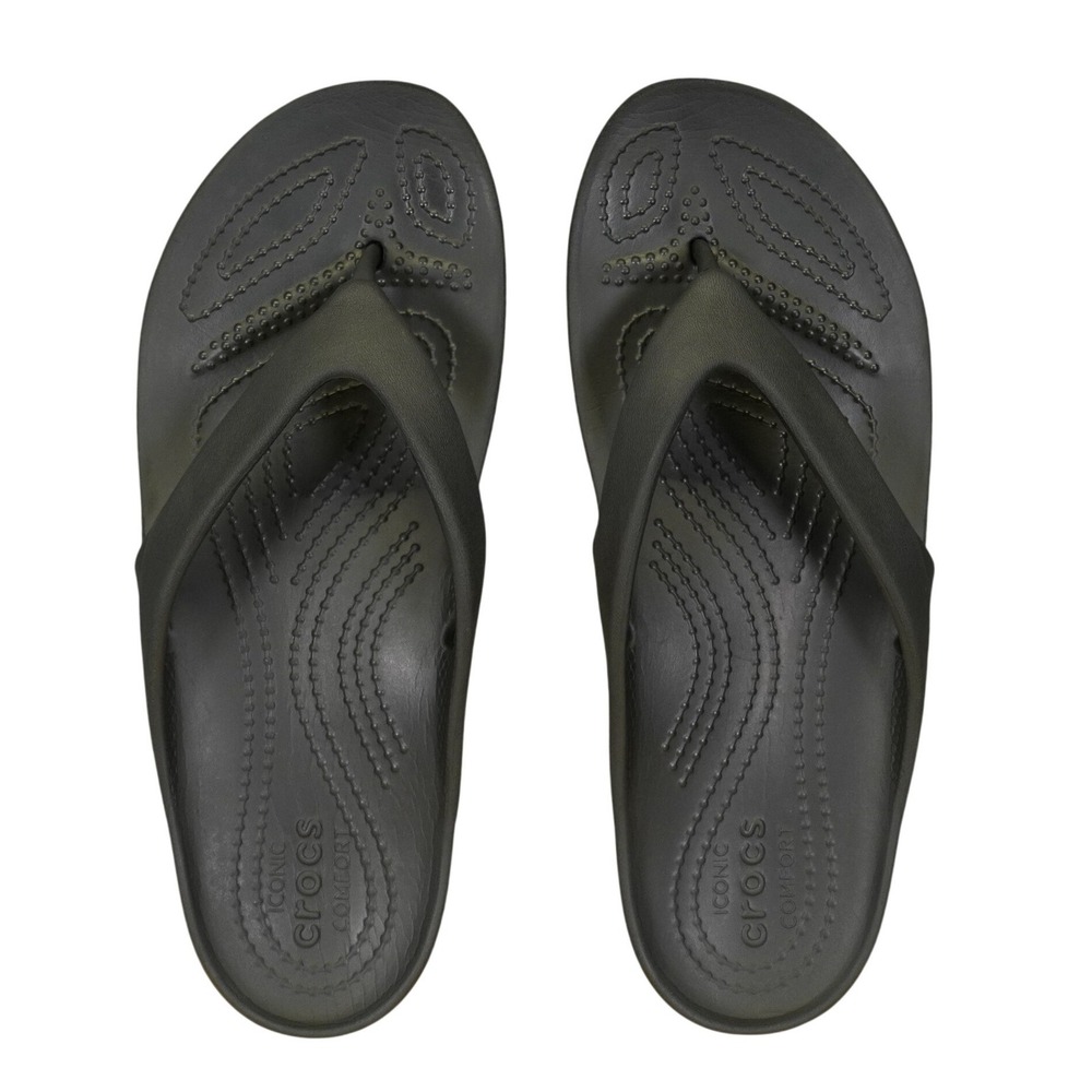 Crocs Kadee II Flip Flop Women Size 8 Black Sandal Lightweight Comfort Casual